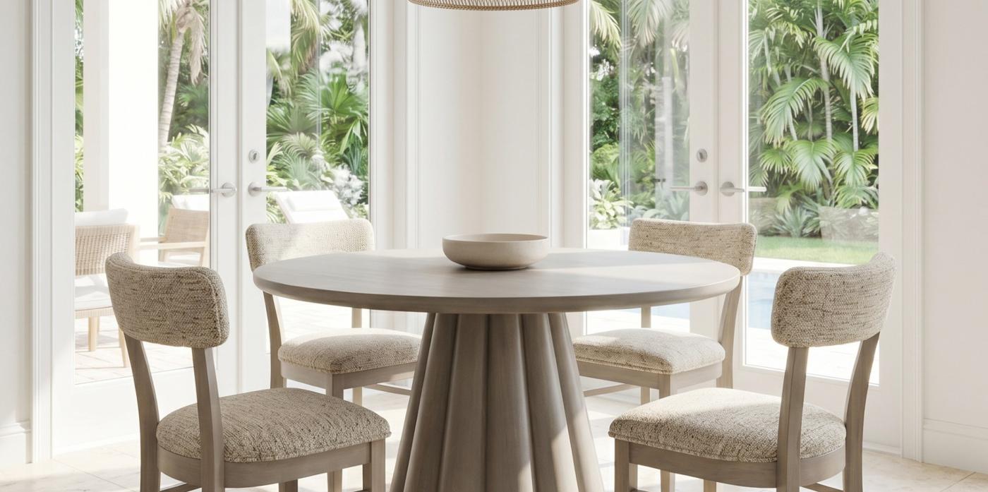 ARISTA WOOD 5PC SET Avilan Table w/ Geneva Chair