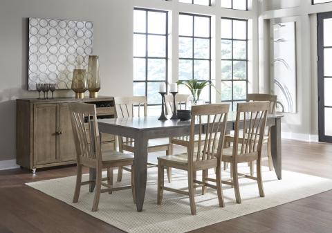 SoMa Collection Saber Table in Coal Finish w/ Fanback Chair in Flax Finish