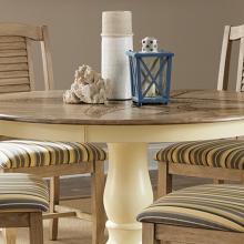 48" ROUND PEDESTAL TABLE W/ SEASIDE CHAIR BLONDE & CANARY