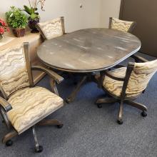 CARIBBEAN SWIVEL TILT CASTER CHAIR W/ WOOD PEDESTAL TABLE WINTER GREY FINISH